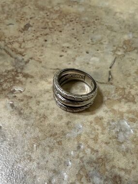 John Hardy Silver Double-Band Carved Ring